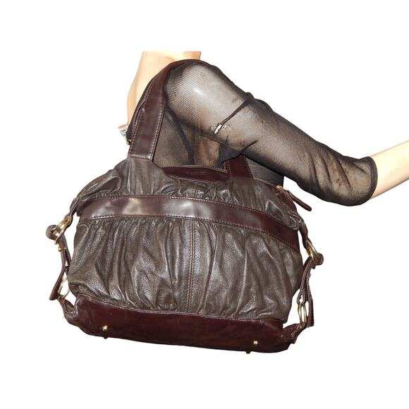 Desmo Brown Leather Handbag Satchel Tote Bag Made In Italy - Picture 1 of 9
